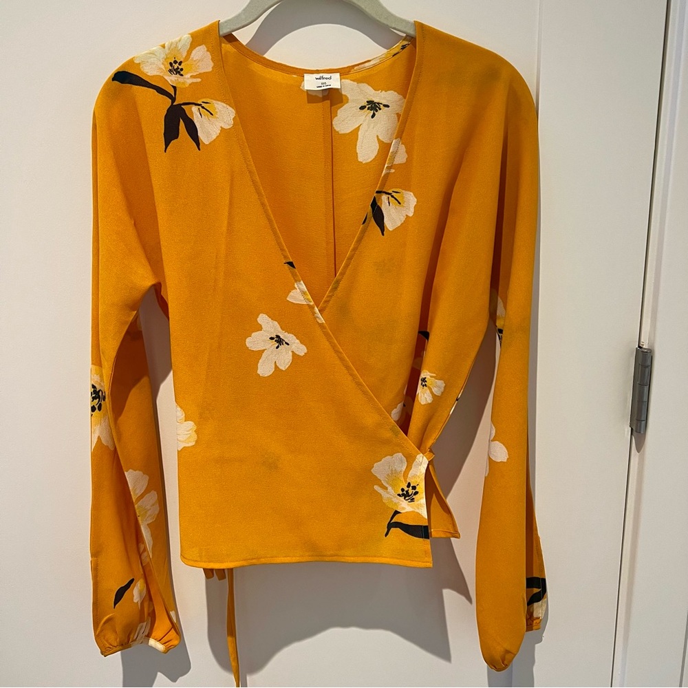 ARITZIA | Wilfred Lila Wrap Top in Yellow (XXS)